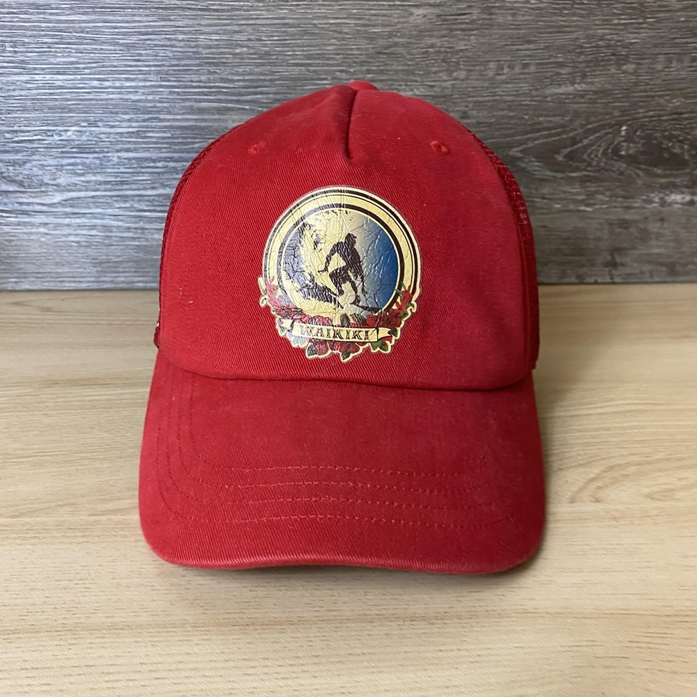 VINTAGE Waikiki Hat Cap Fitted Boys L/XL Trucker Surfer Graphic Hawaii Old Navy